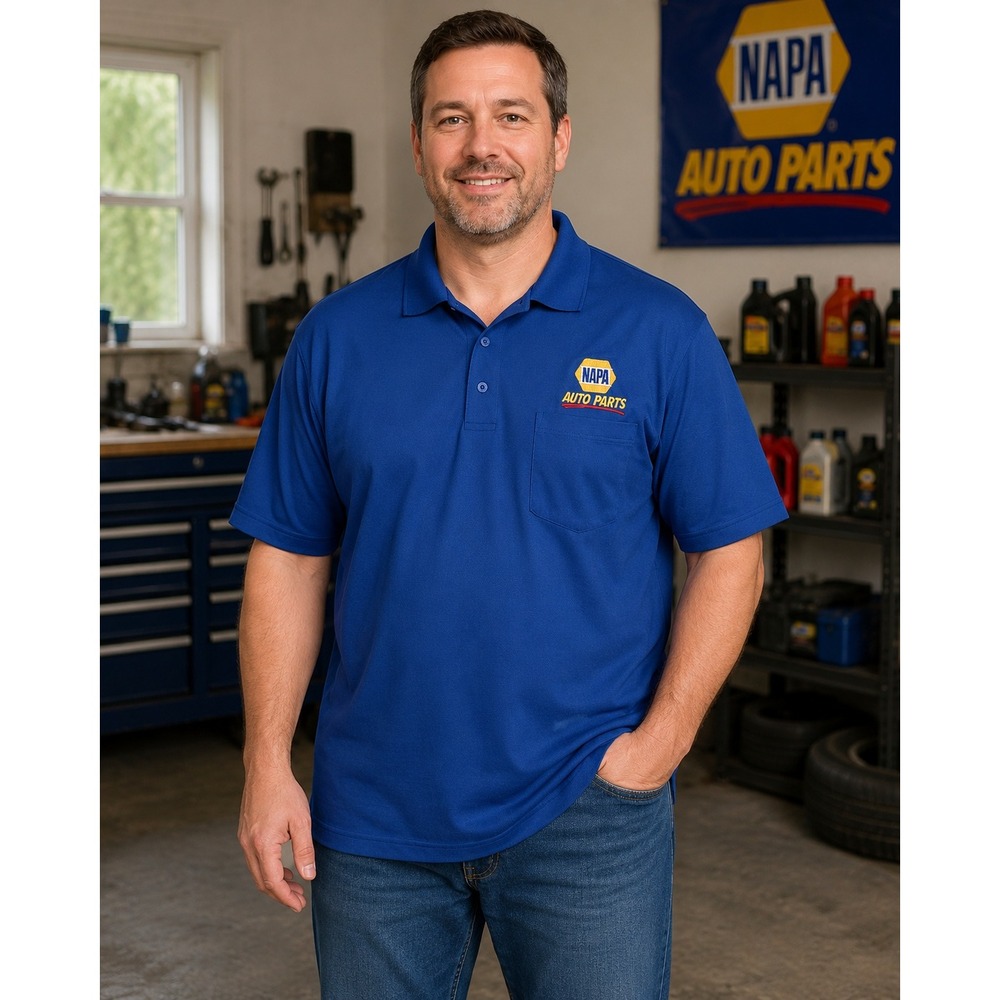 NAPA‎ Auto Parts Polo Shirt Mens XL Blue Embroidered Pocket Performance